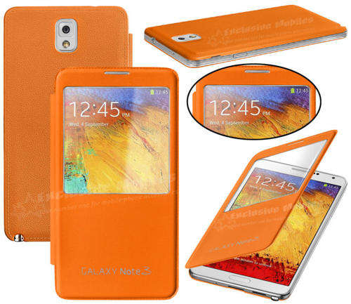 Samsung Galaxy Note 3 N9000 S View Flip Case ORANGE